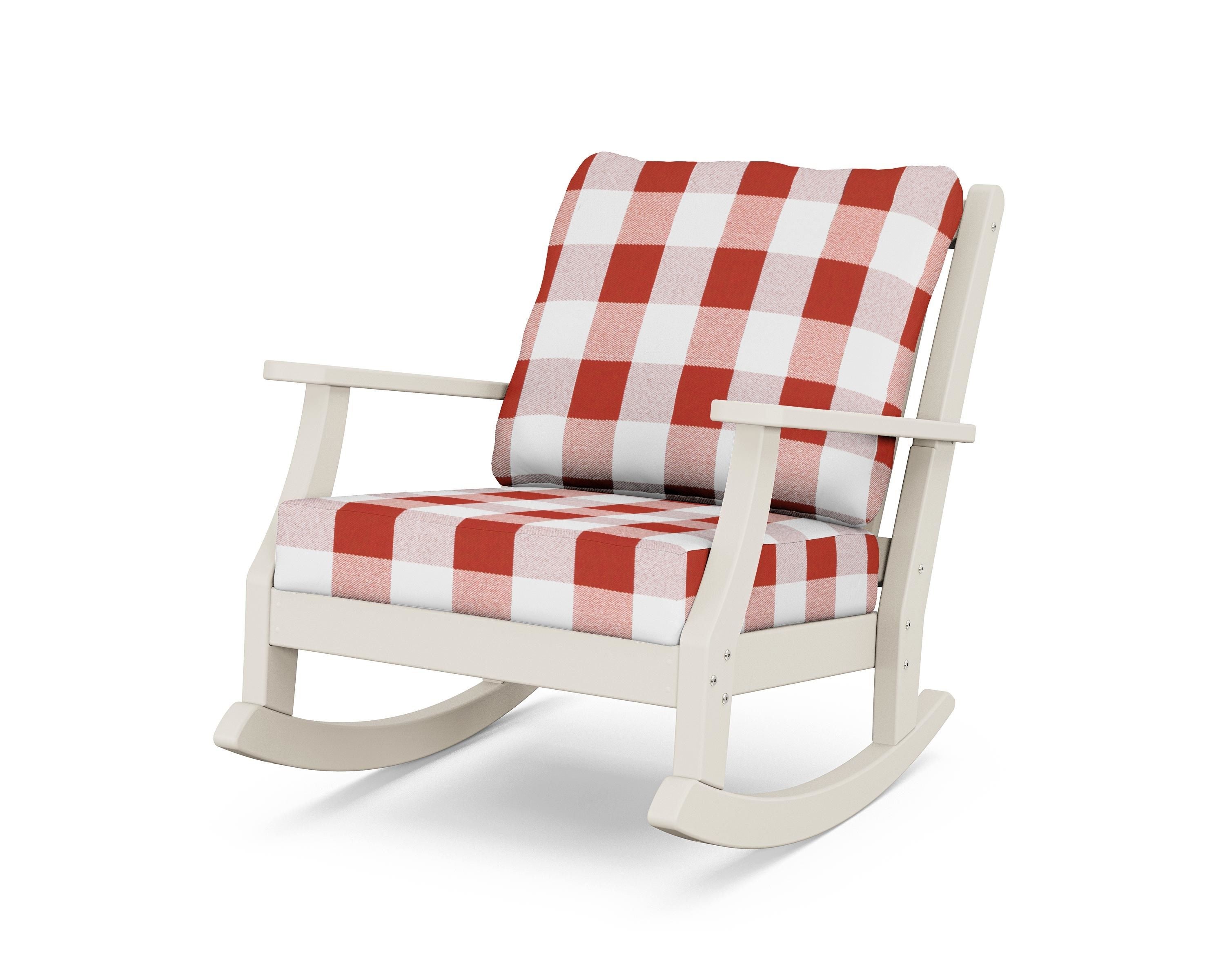 Country Living Wovendale Deep Seating Rocking Chair in Sand / Buffalo Plaid Crimson