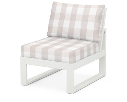 Unbranded Modular Armless Chair in Vintage White / Buffalo Plaid Dune Burlap