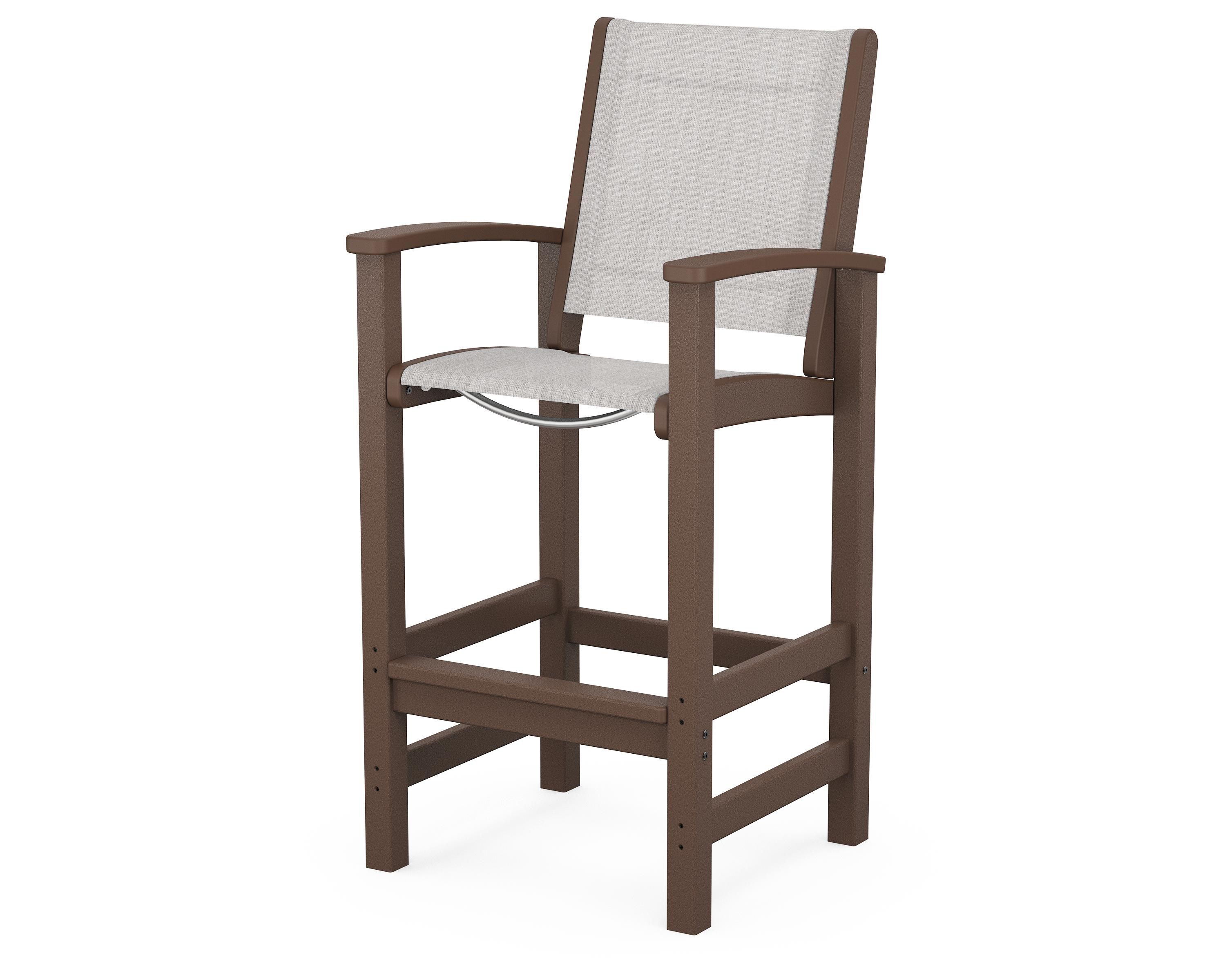 POLYWOOD® Coastal Bar Chair in Mahogany / Parchment Sling