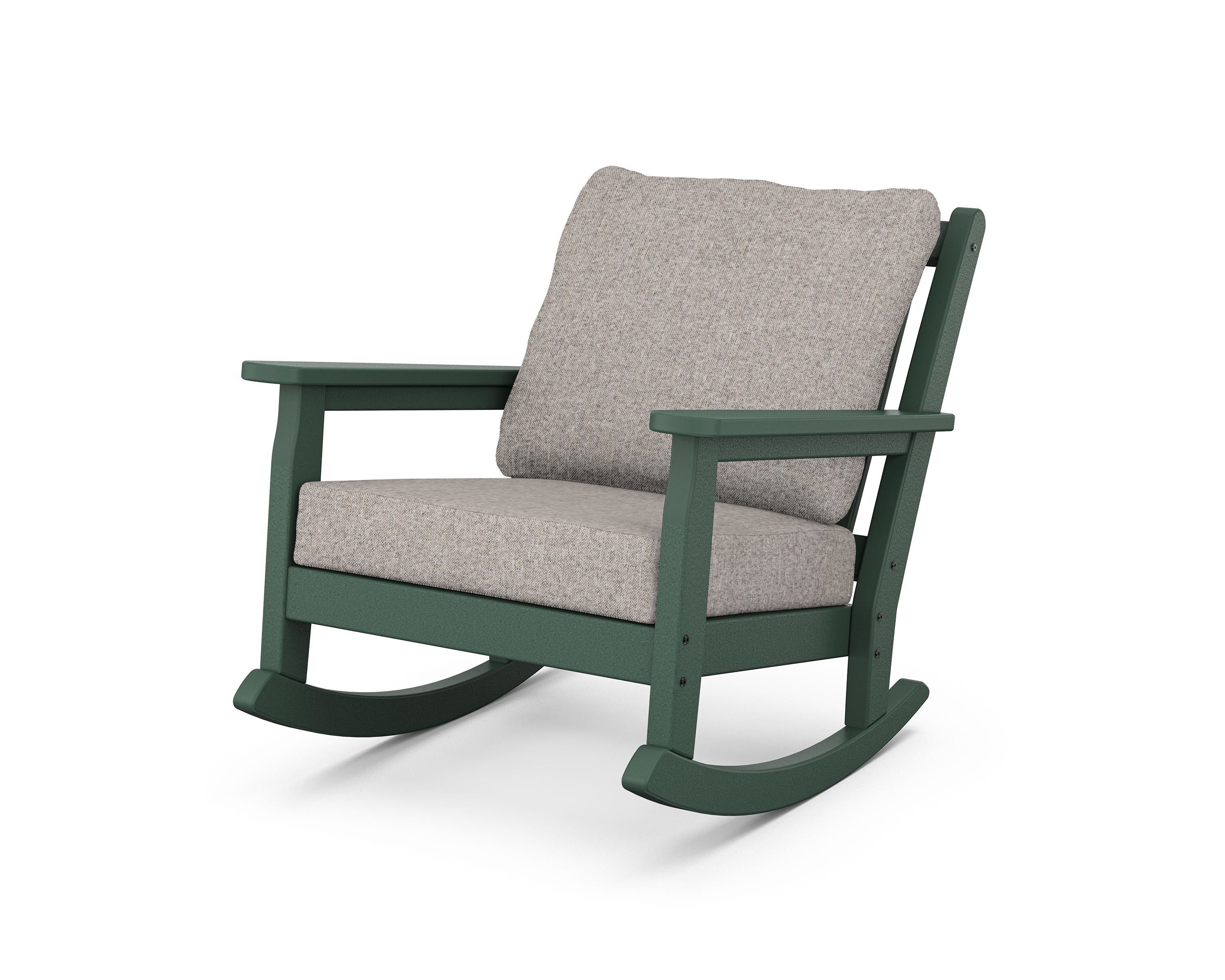 POLYWOOD® Chippendale Deep Seating Rocking Chair in Green / Weathered Tweed