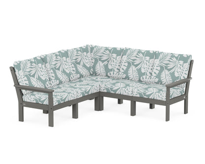 POLYWOOD® Vineyard 5-Piece Sectional in Slate Grey / Leaf Glacier Spa