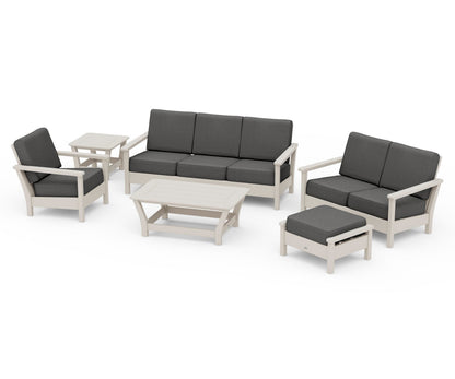 POLYWOOD® Harbour 6-Piece Outdoor Living Set in Sand / Spectrum Carbon