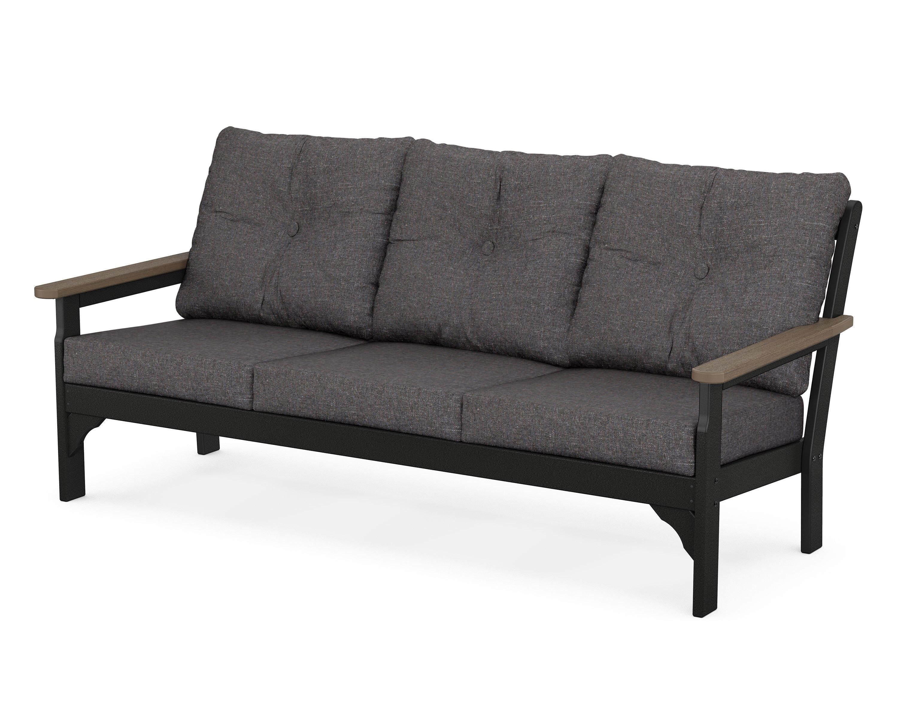 POLYWOOD® Vineyard Deep Seating Sofa in Black / Kona / Ash Charcoal