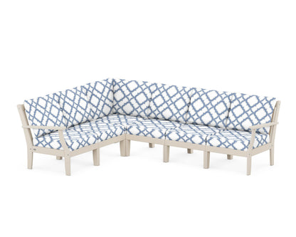 POLYWOOD® Braxton Modular 6-Piece Deep Seating Set in Sand / Trellis Sky Blue