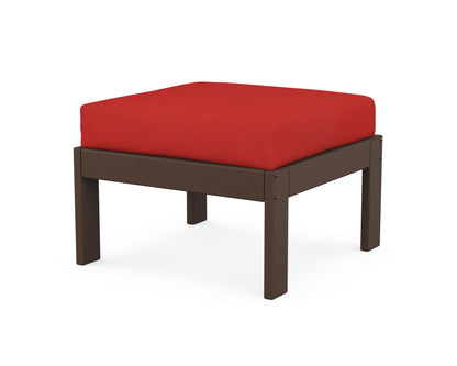 POLYWOOD® Vineyard Modular Ottoman in Mahogany / Crimson Linen