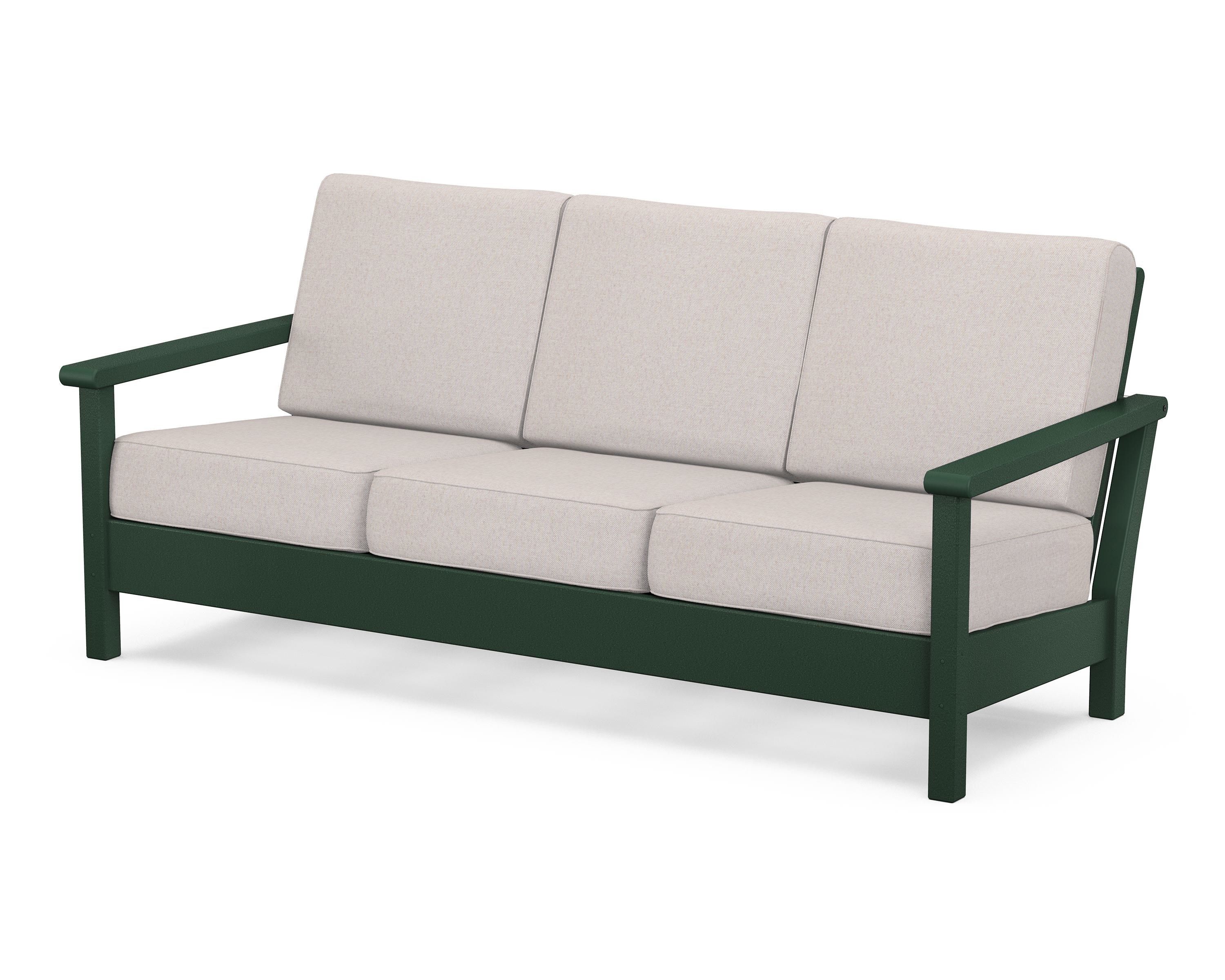 POLYWOOD® Harbour Deep Seating Sofa in Green / Dune Burlap