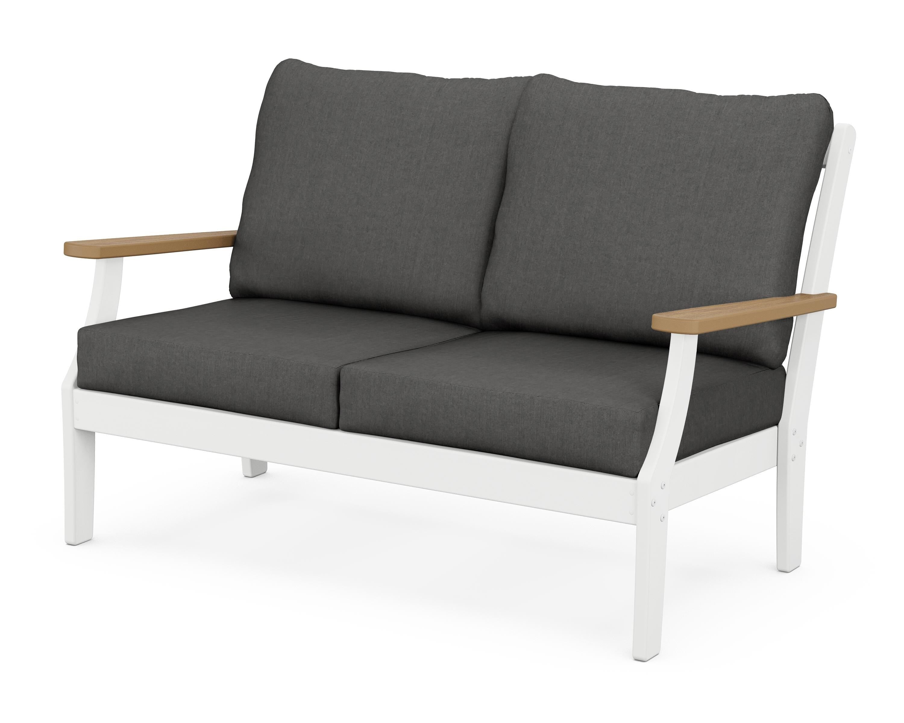POLYWOOD® Braxton Deep Seating Loveseat in White / Natural / Spectrum Carbon