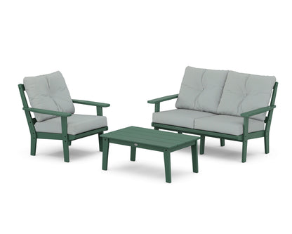 POLYWOOD® Oxford 3-Piece Deep Seating Set with Loveseat in Green / Spa