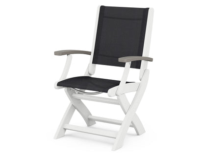 POLYWOOD® Coastal Folding Chair in White / Driftwood / Black Sling