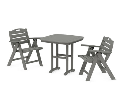 POLYWOOD® Nautical Folding Lowback Chair 3-Piece Dining Set in Slate Grey