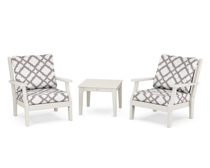 Country Living Wovendale 3-Piece Deep Seating Set in Sand / Trellis Grey Mist
