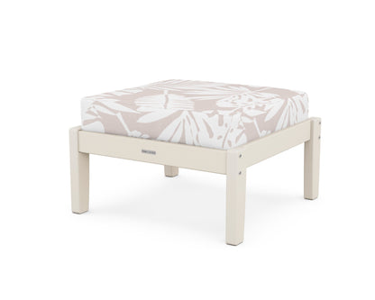 Martha Stewart by POLYWOOD® Chinoiserie Deep Seating Ottoman in Sand / Leaf Dune Burlap