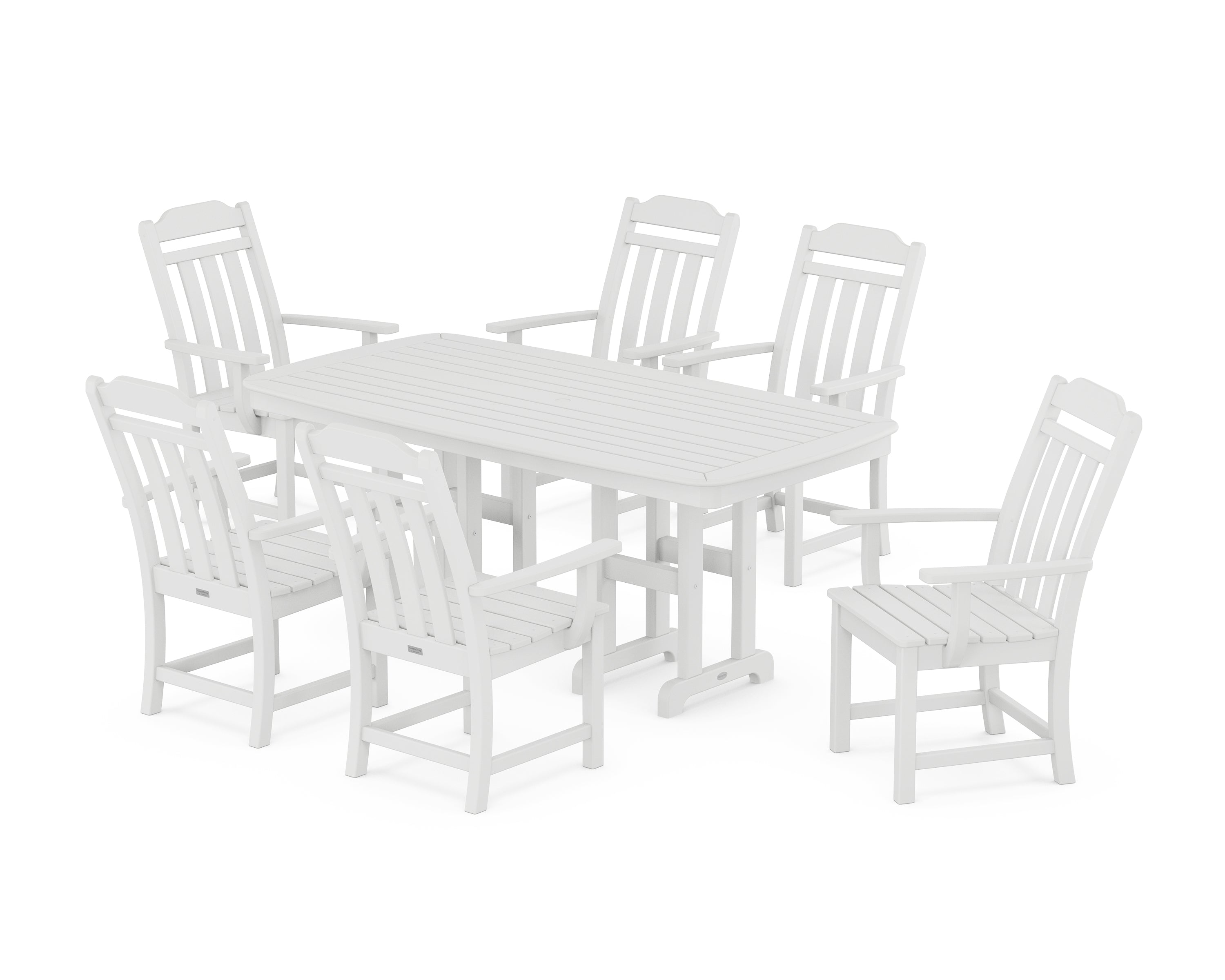 Country Living Cottage Arm Chair 7-Piece Dining Set in White