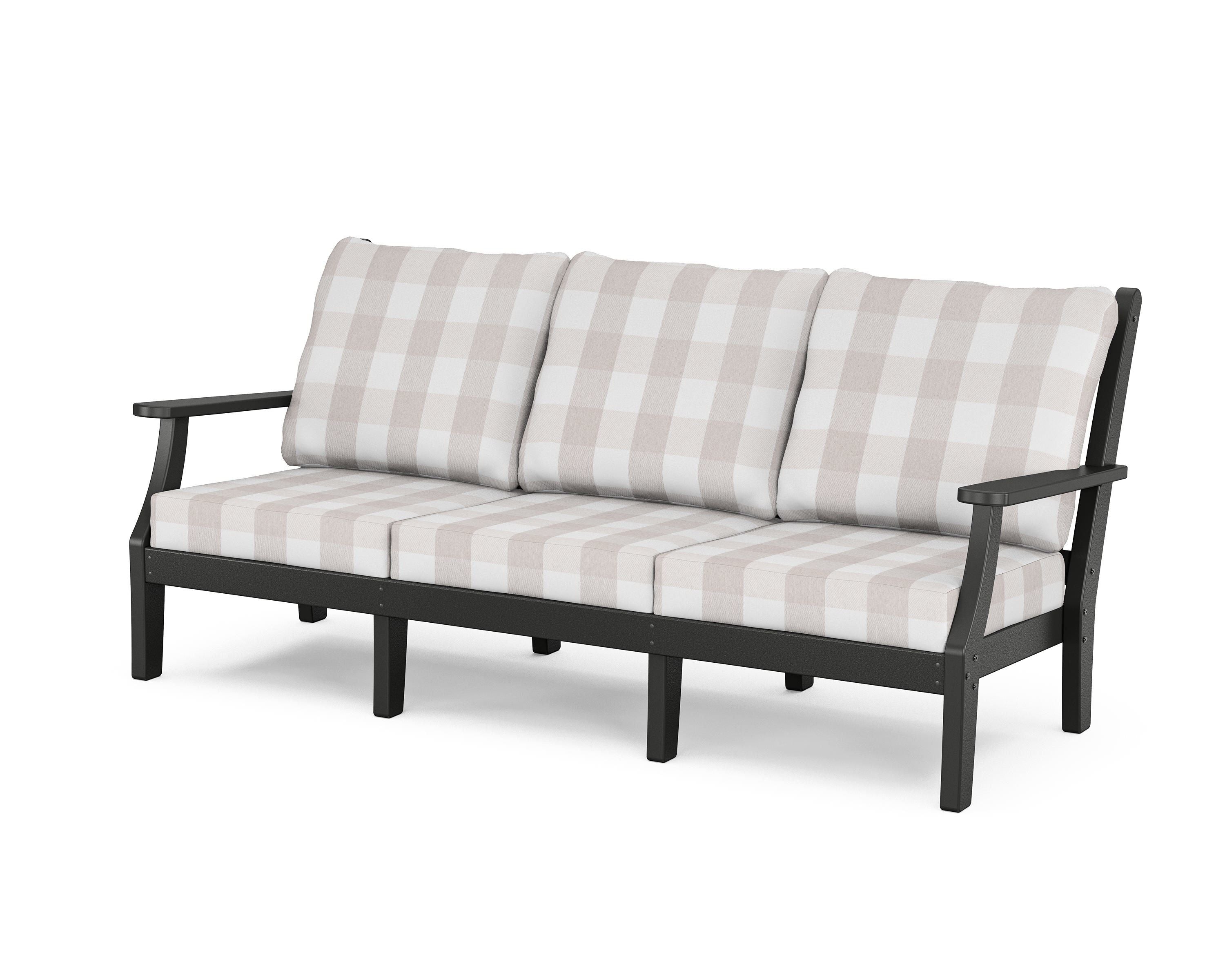 Country Living Wovendale Deep Seating Sofa in Black / Buffalo Plaid Dune Burlap
