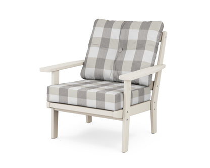 POLYWOOD® Prairie Deep Seating Chair in Sand / Buffalo Plaid Grey Mist