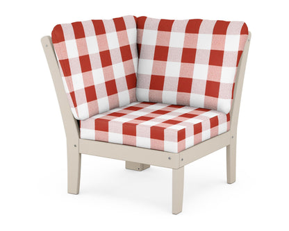 POLYWOOD® Braxton Modular Corner Chair in Sand / Buffalo Plaid Crimson