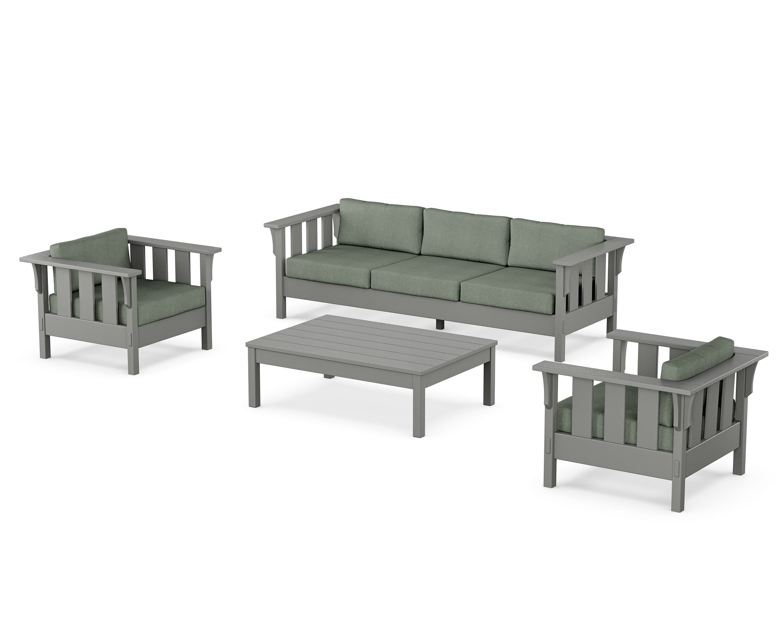Martha Stewart by POLYWOOD® Acadia 4-Piece Deep Seating Set with Sofa in Slate Grey / Cast Sage