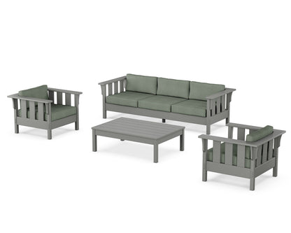 Martha Stewart by POLYWOOD® Acadia 4-Piece Deep Seating Set with Sofa in Slate Grey / Cast Sage