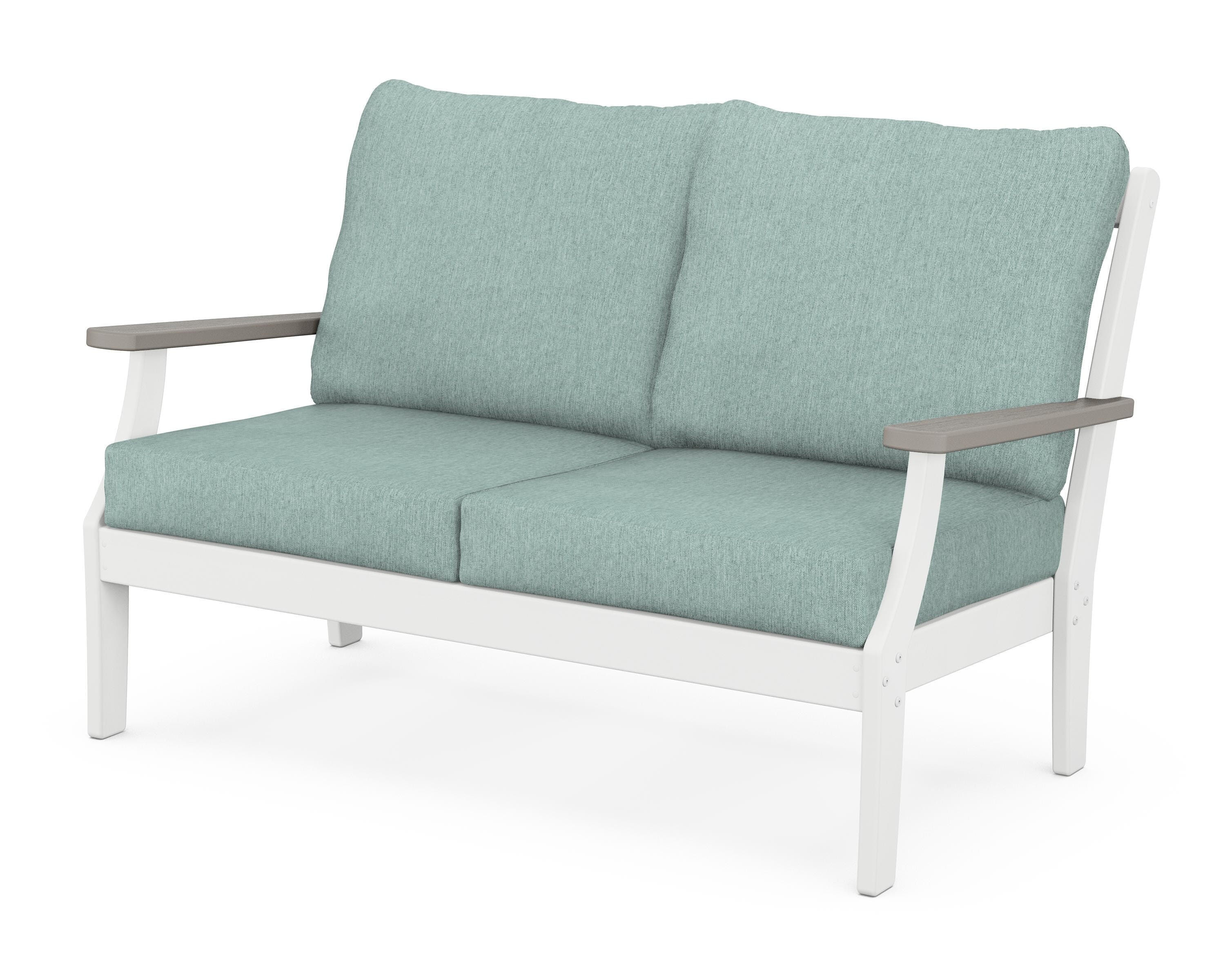 POLYWOOD® Braxton Deep Seating Loveseat in White / Driftwood / Glacier Spa