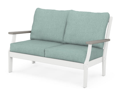 POLYWOOD® Braxton Deep Seating Loveseat in White / Driftwood / Glacier Spa