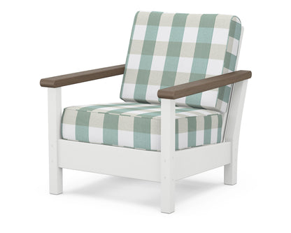 POLYWOOD® Harbour Deep Seating Chair in White / Kona / Buffalo Plaid Glacier Spa