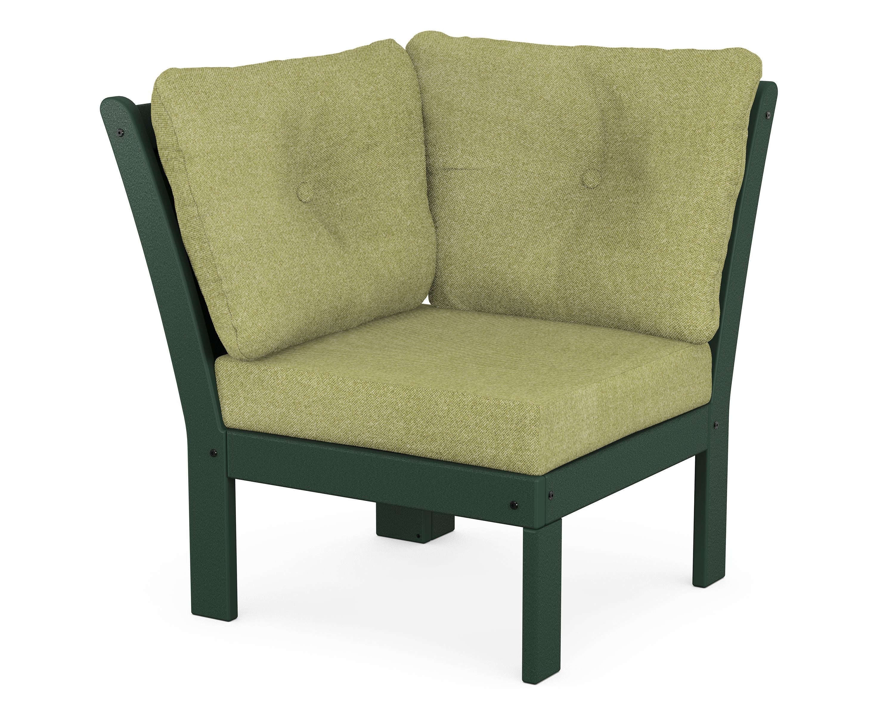 POLYWOOD® Vineyard Modular Corner Chair in Green / Chartreuse Boucle