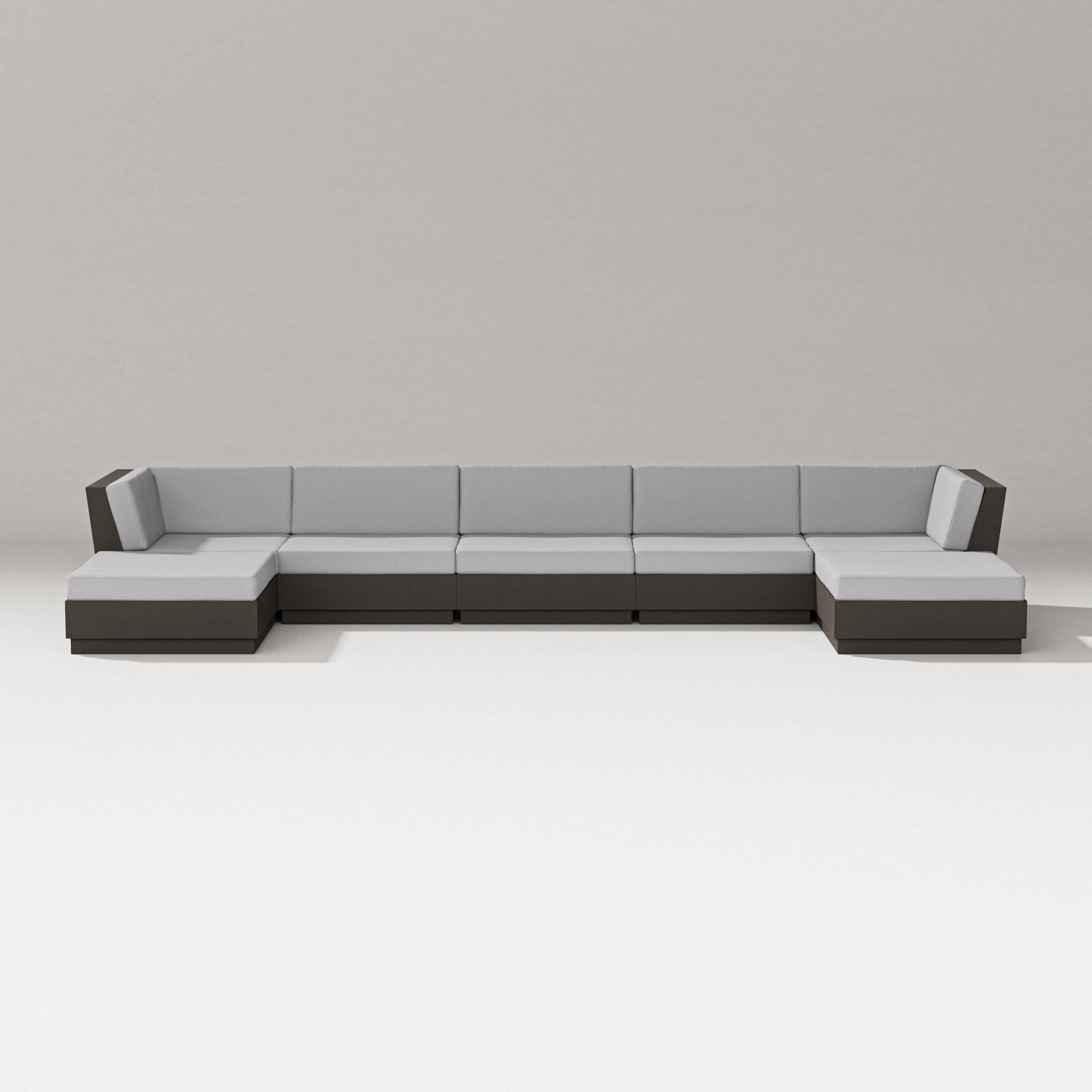 PW Designer Series Elevate 7-Piece Double Chaise Sectional in Vintage Coffee / Granite