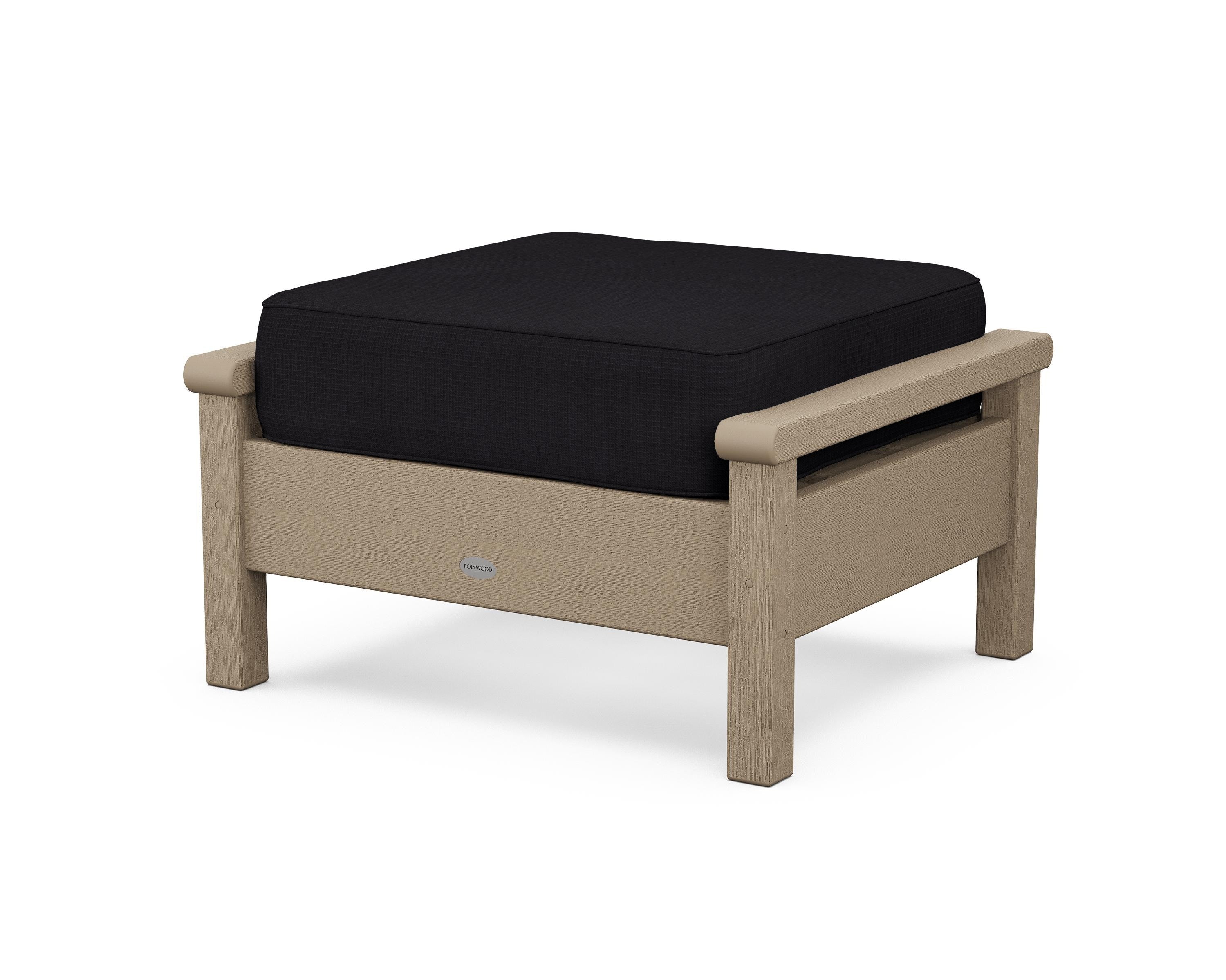 POLYWOOD® Harbour Deep Seating Ottoman in Vintage Sahara / Midnight Linen