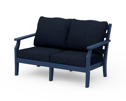 Draper James™ by  POLYWOOD® Savannah Deep Seating Loveseat in Navy / Marine Indigo
