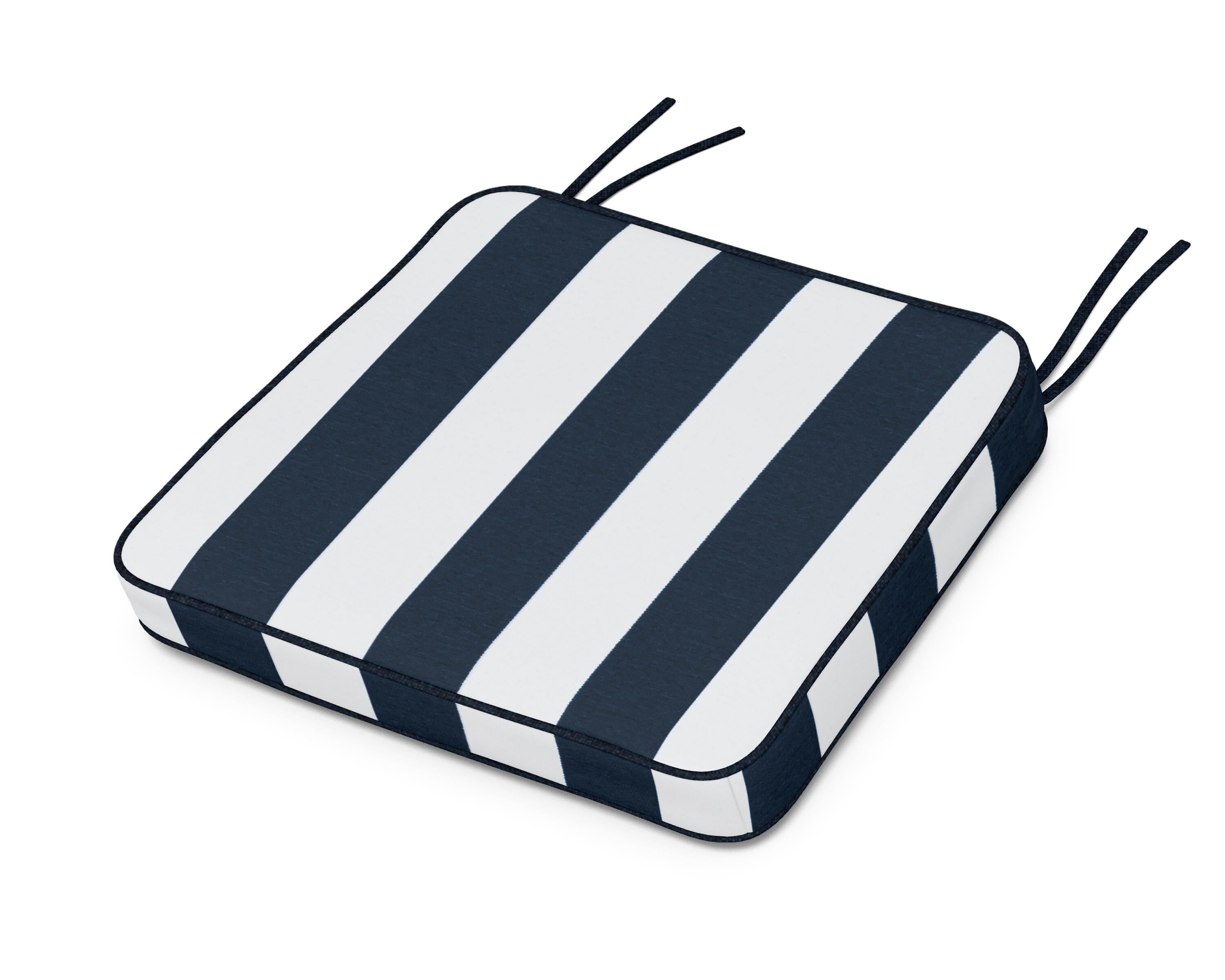 Martha Stewart by POLYWOOD® Chinoiserie Arm Chair Seat Cushion in Cabana Stripe Marine Indigo