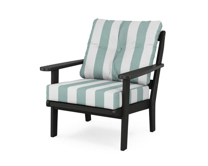 POLYWOOD® Mission Deep Seating Chair in Black / Cabana Stripe Glacier Spa