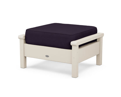 POLYWOOD® Harbour Deep Seating Ottoman in Sand / Navy Linen