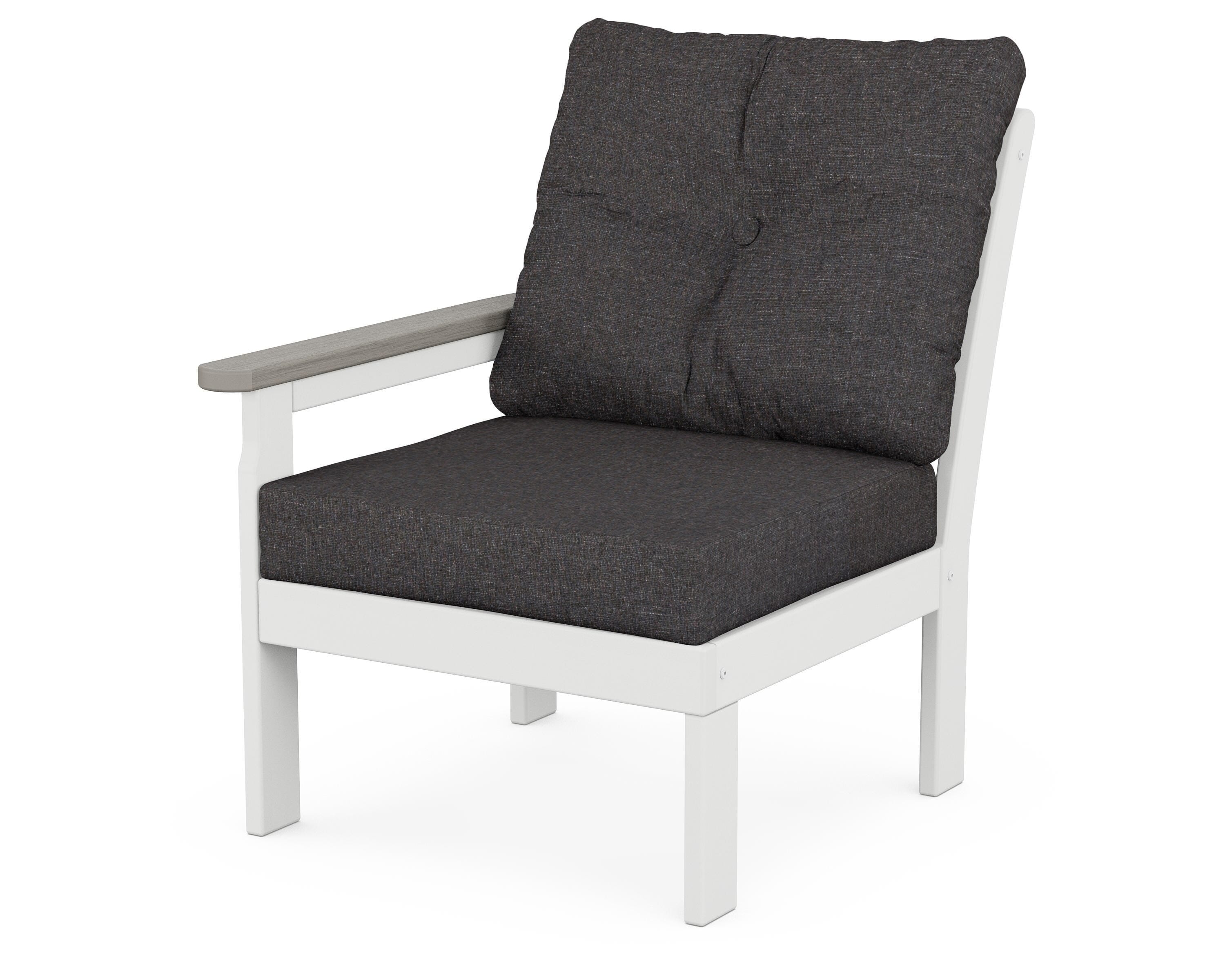 POLYWOOD® Vineyard Modular Left Arm Chair in White / Driftwood / Ash Charcoal