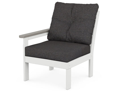 POLYWOOD® Vineyard Modular Left Arm Chair in White / Driftwood / Ash Charcoal