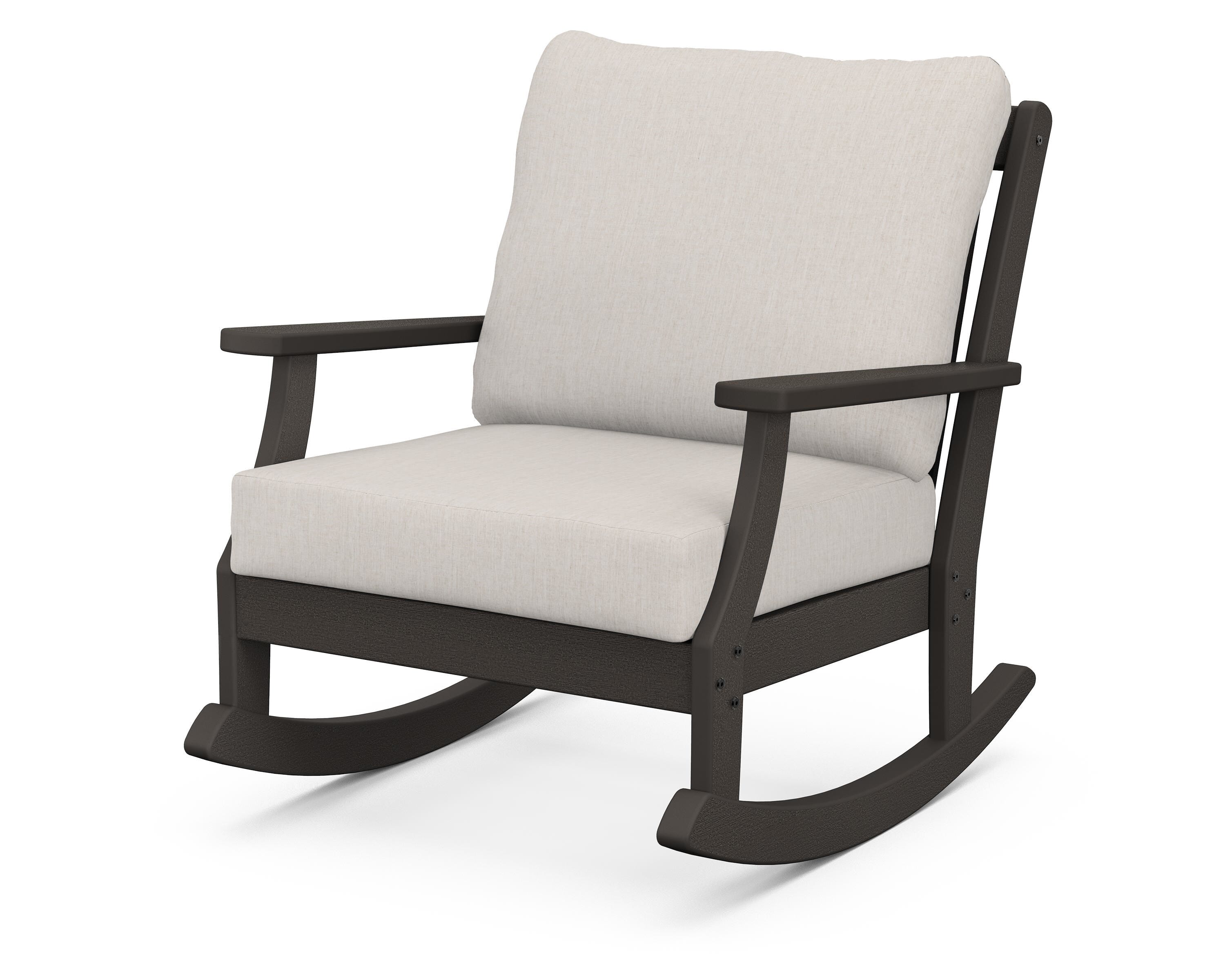 POLYWOOD® Braxton Deep Seating Rocking Chair in Vintage Coffee / Cast Ash