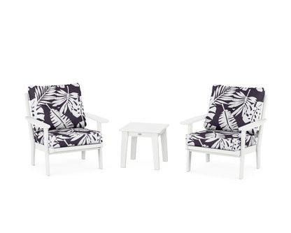 POLYWOOD® Prairie 3-Piece Deep Seating Set in White / Leaf Navy