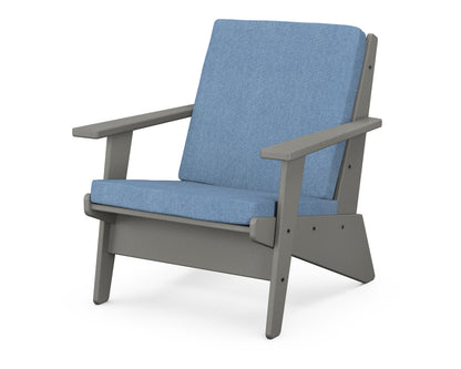 POLYWOOD® Riviera Modern Lounge Chair in Slate Grey / Sky Blue