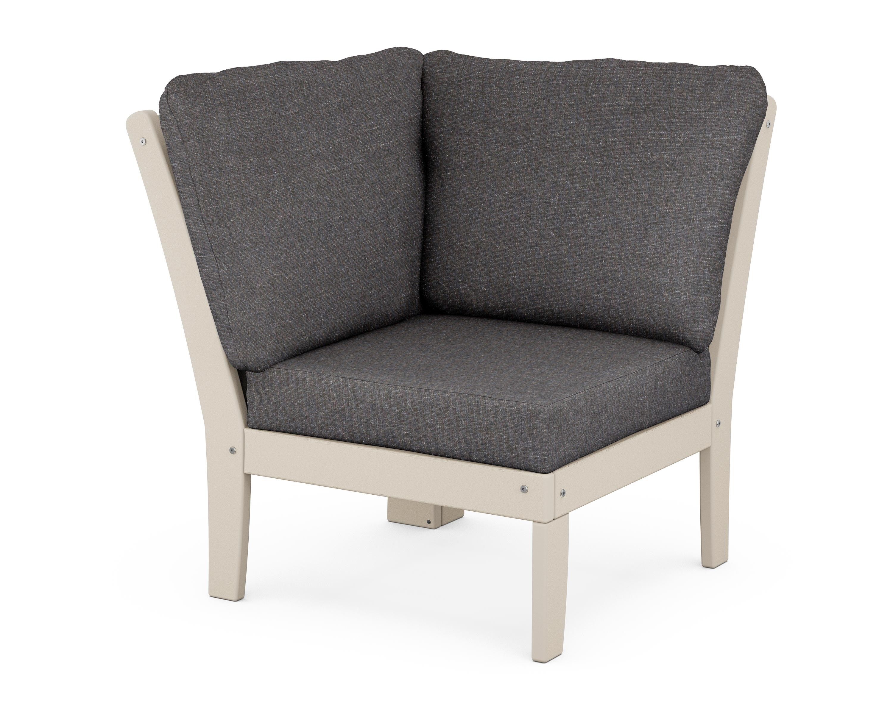 POLYWOOD® Braxton Modular Corner Chair in Sand / Ash Charcoal