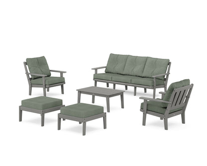 POLYWOOD® Oxford 6-Piece Lounge Sofa Set in Slate Grey / Cast Sage