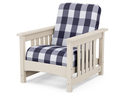 POLYWOOD® Club Mission Chair in Sand / Buffalo Plaid Navy