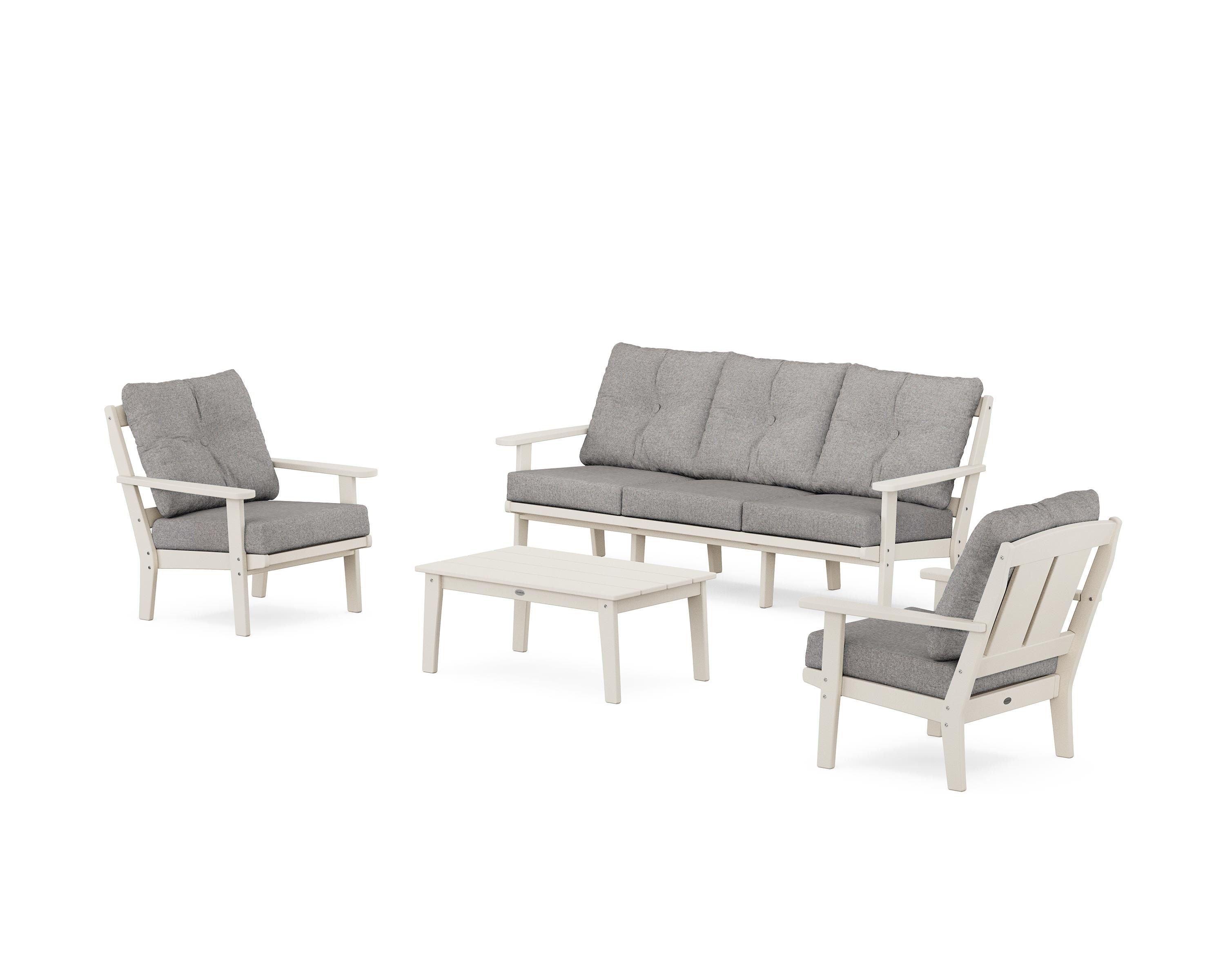 POLYWOOD® Mission 4-Piece Deep Seating Set with Sofa in Sand / Grey Mist