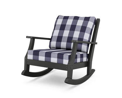 Country Living Wovendale Deep Seating Rocking Chair in Black / Buffalo Plaid Navy