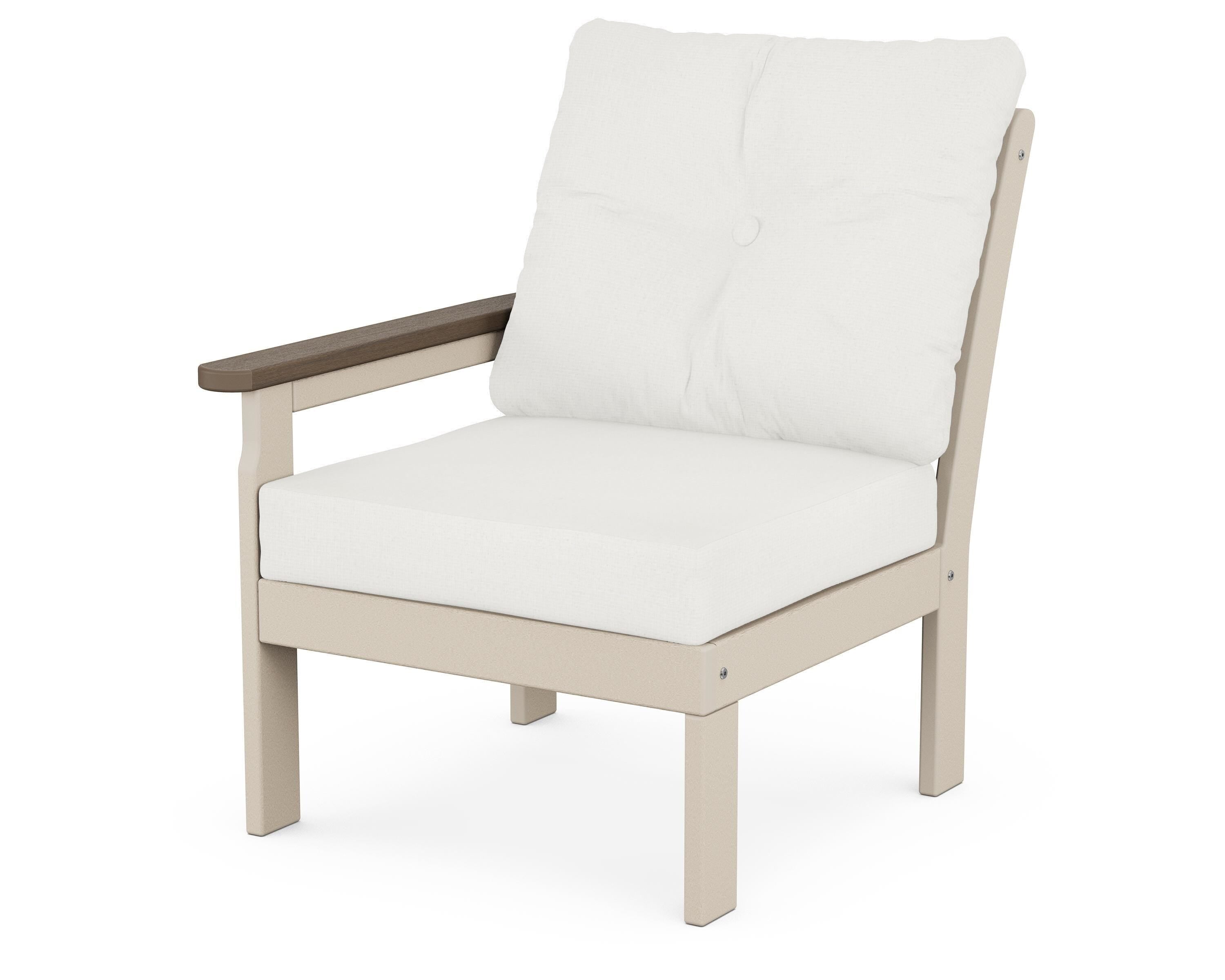 POLYWOOD® Vineyard Modular Left Arm Chair in Sand / Kona / Natural Linen