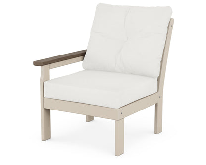 POLYWOOD® Vineyard Modular Left Arm Chair in Sand / Kona / Natural Linen