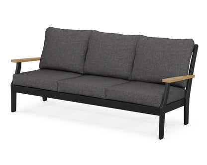 POLYWOOD® Braxton Deep Seating Sofa in Black / Natural / Ash Charcoal
