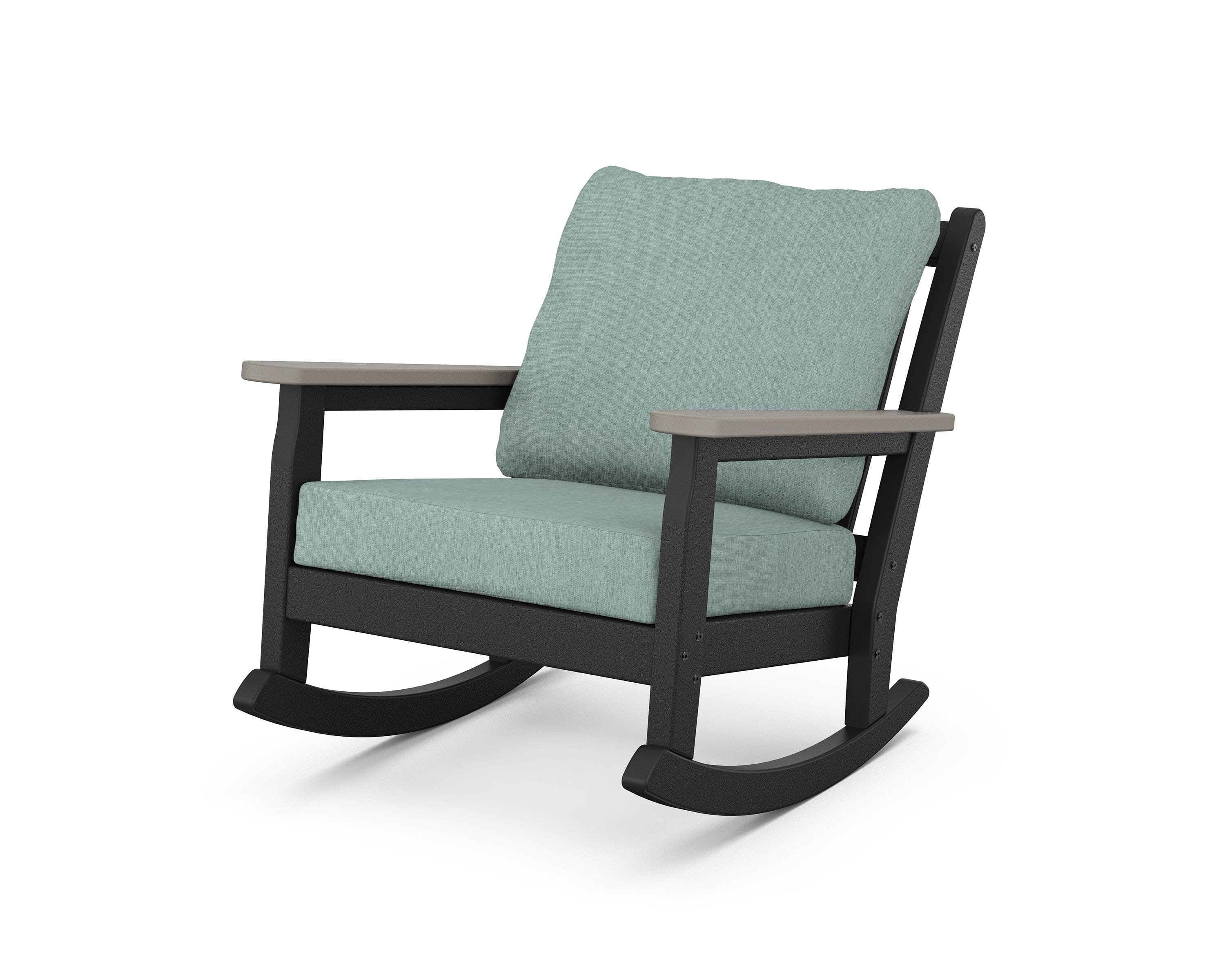 POLYWOOD® Chippendale Deep Seating Rocking Chair in Black / Driftwood / Glacier Spa