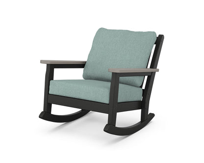 POLYWOOD® Chippendale Deep Seating Rocking Chair in Black / Driftwood / Glacier Spa