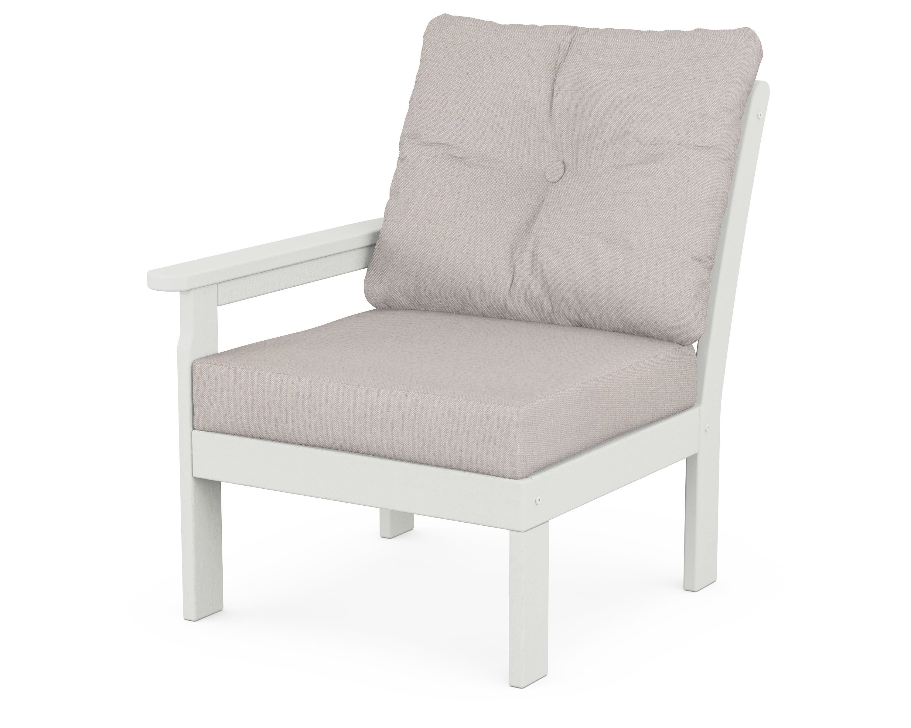 POLYWOOD® Vineyard Modular Left Arm Chair in Vintage White / Dune Burlap
