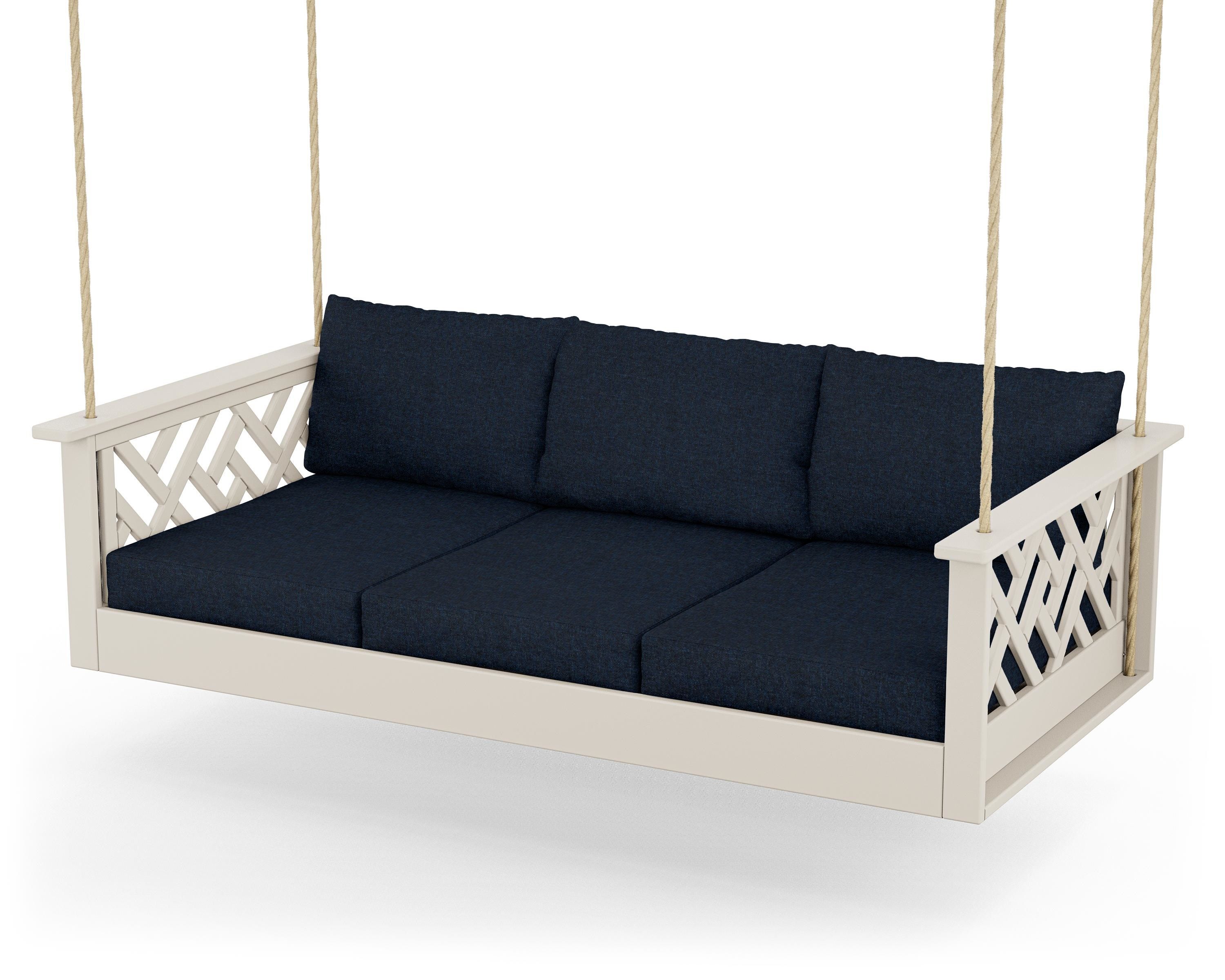 POLYWOOD® Chippendale Daybed Swing in Sand / Marine Indigo