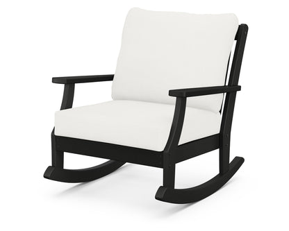 POLYWOOD® Braxton Deep Seating Rocking Chair in Black / Natural Linen